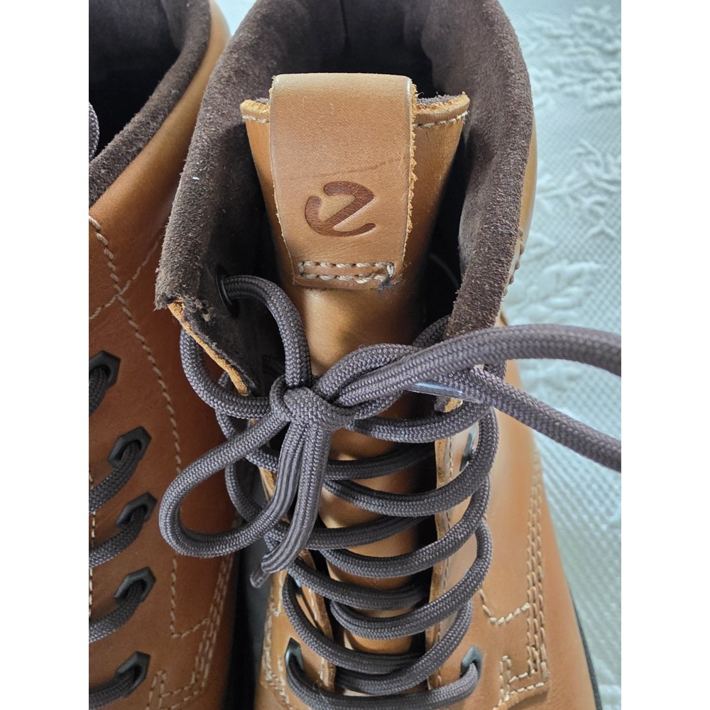 ECCO Grainer Leather Workwear Casual Boots Size 9.5M Amber Brown - Picture 2 of 6